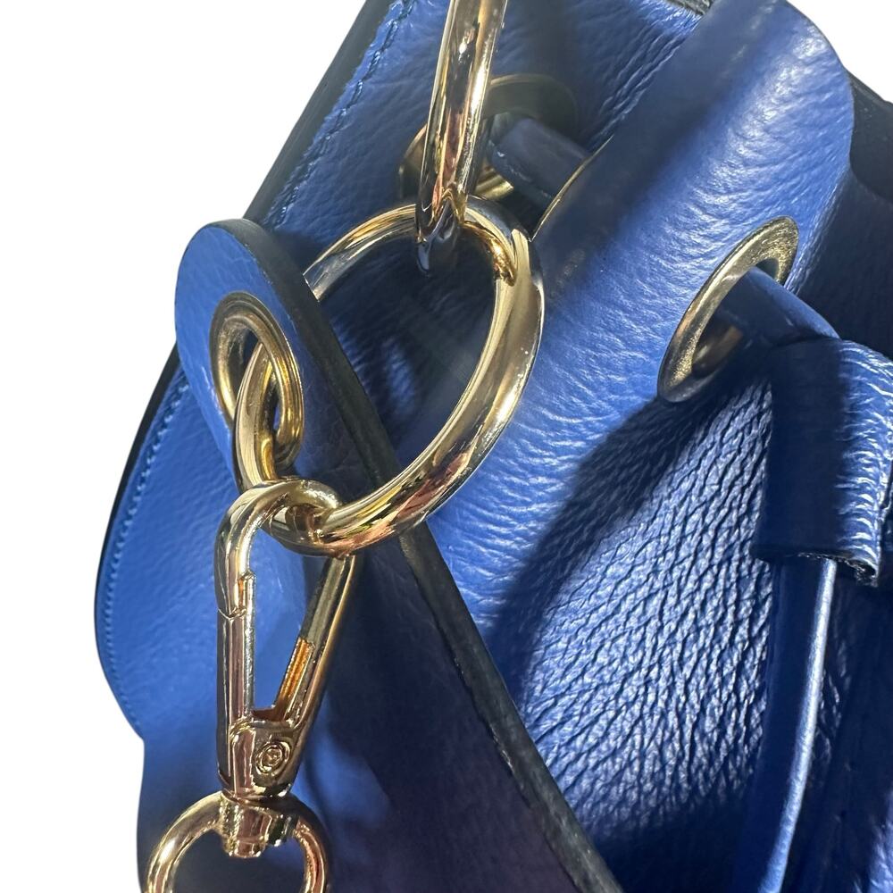 Diva Bags Alcina Bluette Leather Bucket Bag Gold Chain Crossbody made in Italy - Picture 5 of 11